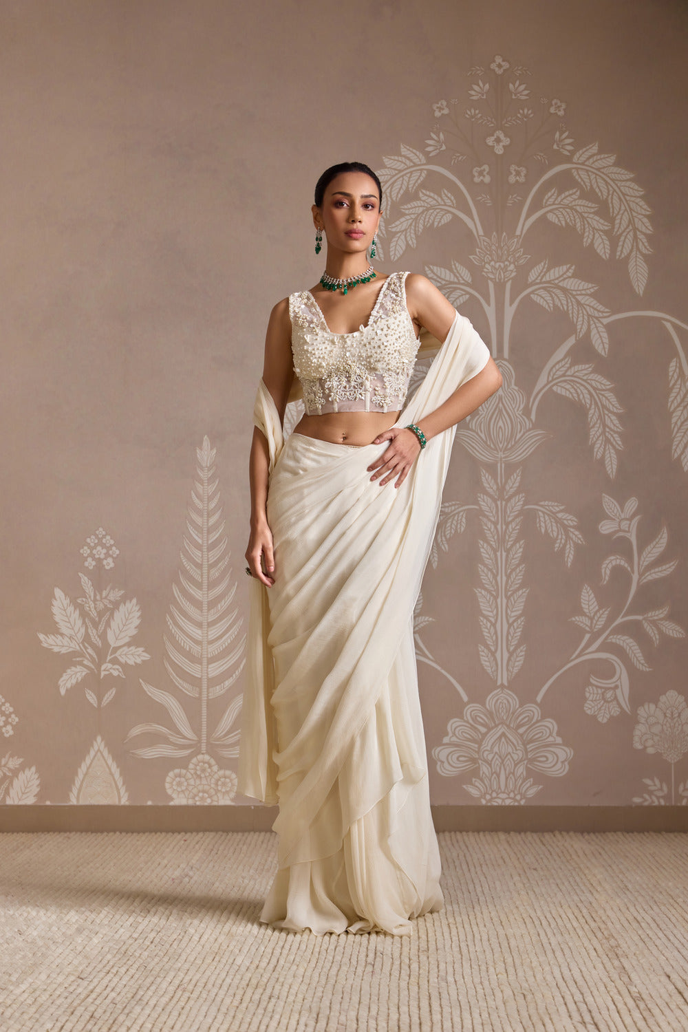 IVORY SAREE SET