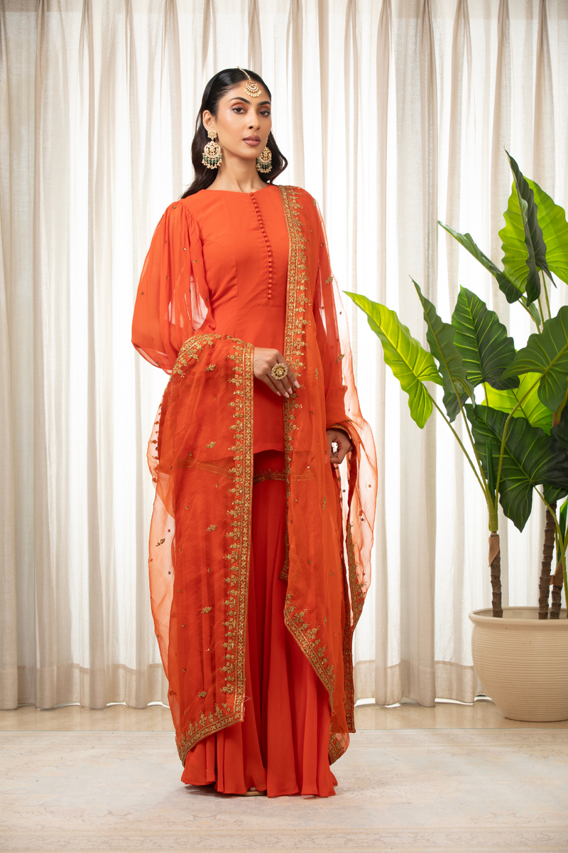 Rust Dilkash Kurta Set