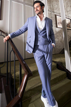 Powder Blue Pinstripe Precision Suit Set