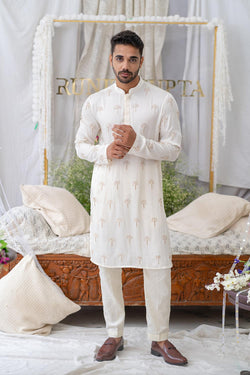 Ivory Cutpipe Embroidered Kurta Sets