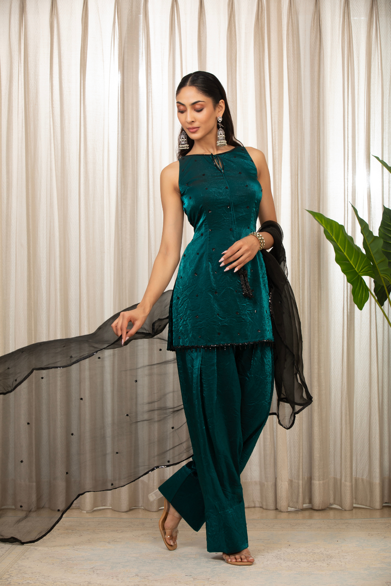 Teal Jasmine Kurta Set