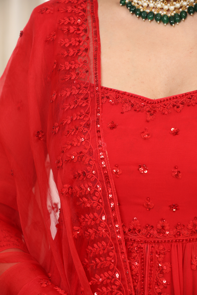 Lal Sharara Peplum Set