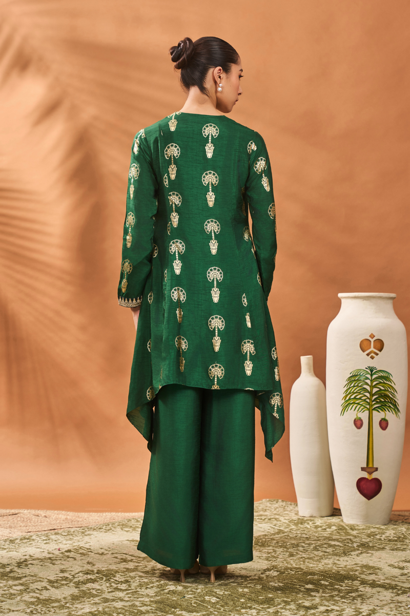 GREEN TRAVELLER'S PALM TUNIC SET