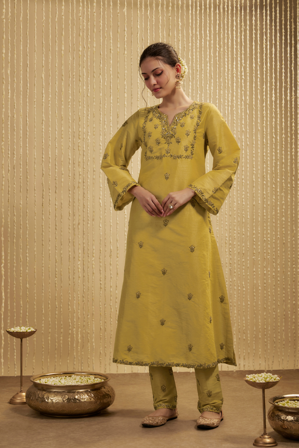 YELLOW KURTA PANTS SET