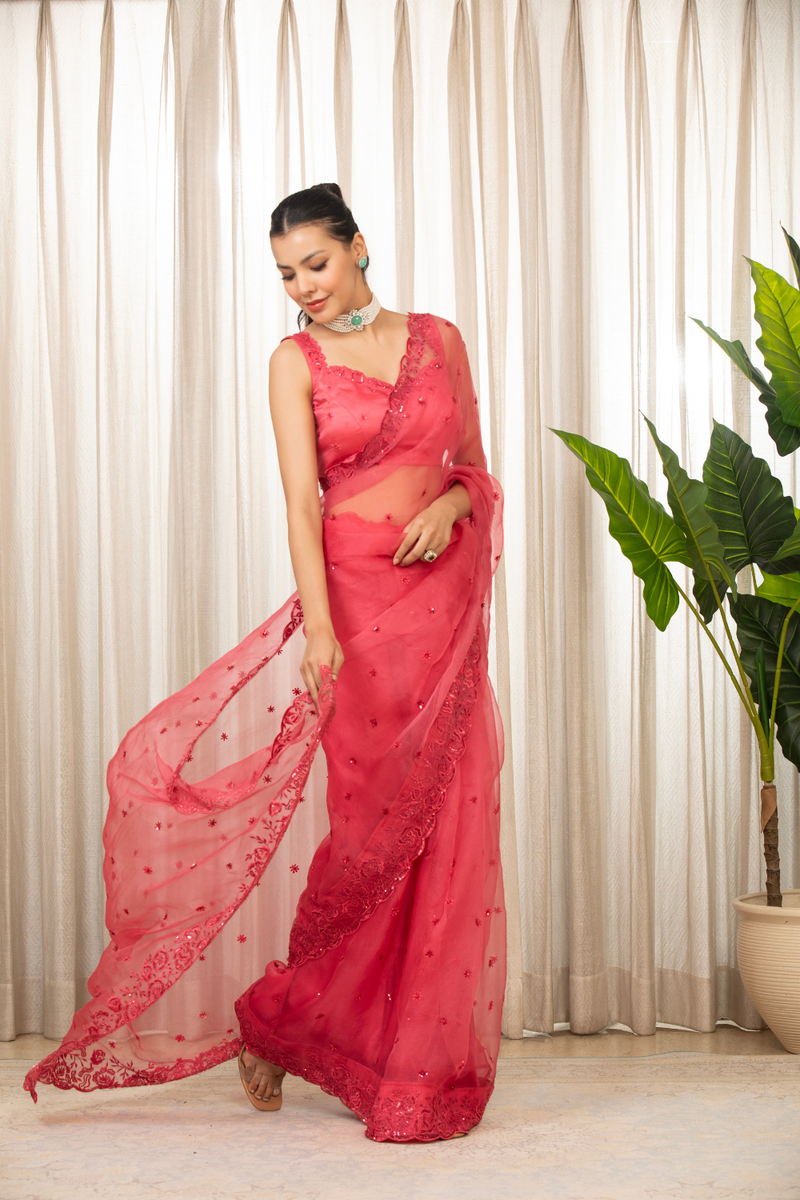 Pink Nyra Saree Set