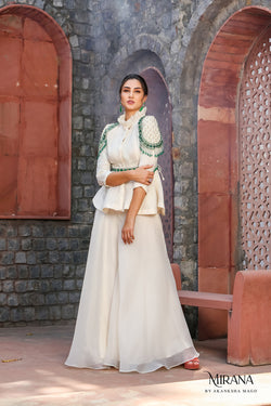 Meher - Embellished  Peplum Top  Sharara Set