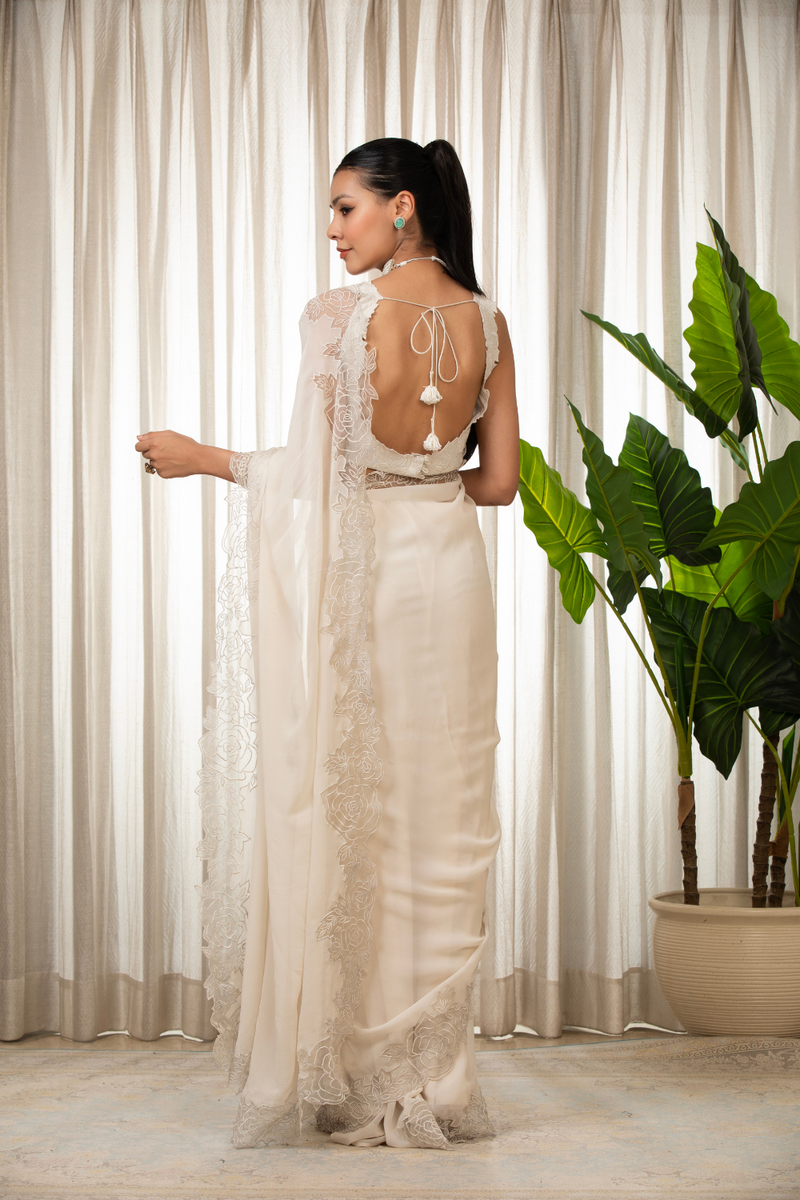 White Nikaza Saree Set