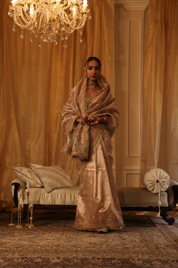 Ivory Chanderi Silk Anarkali Set