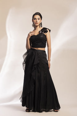 Georgette Sharara With Fully Embroidered Strappy Bustier