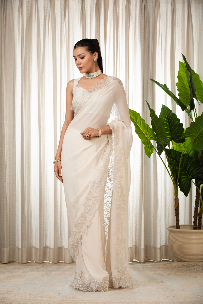 White Nikaza Saree Set