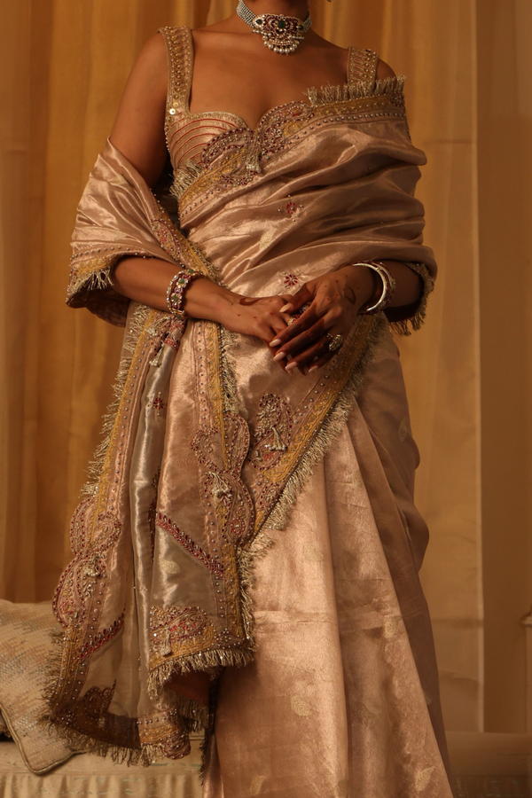 Ivory Chanderi Silk Anarkali Set