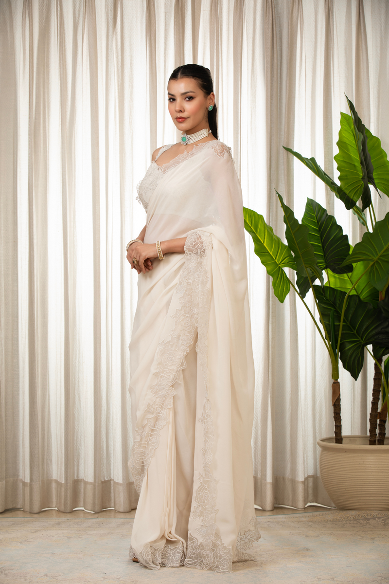 White Nikaza Saree Set