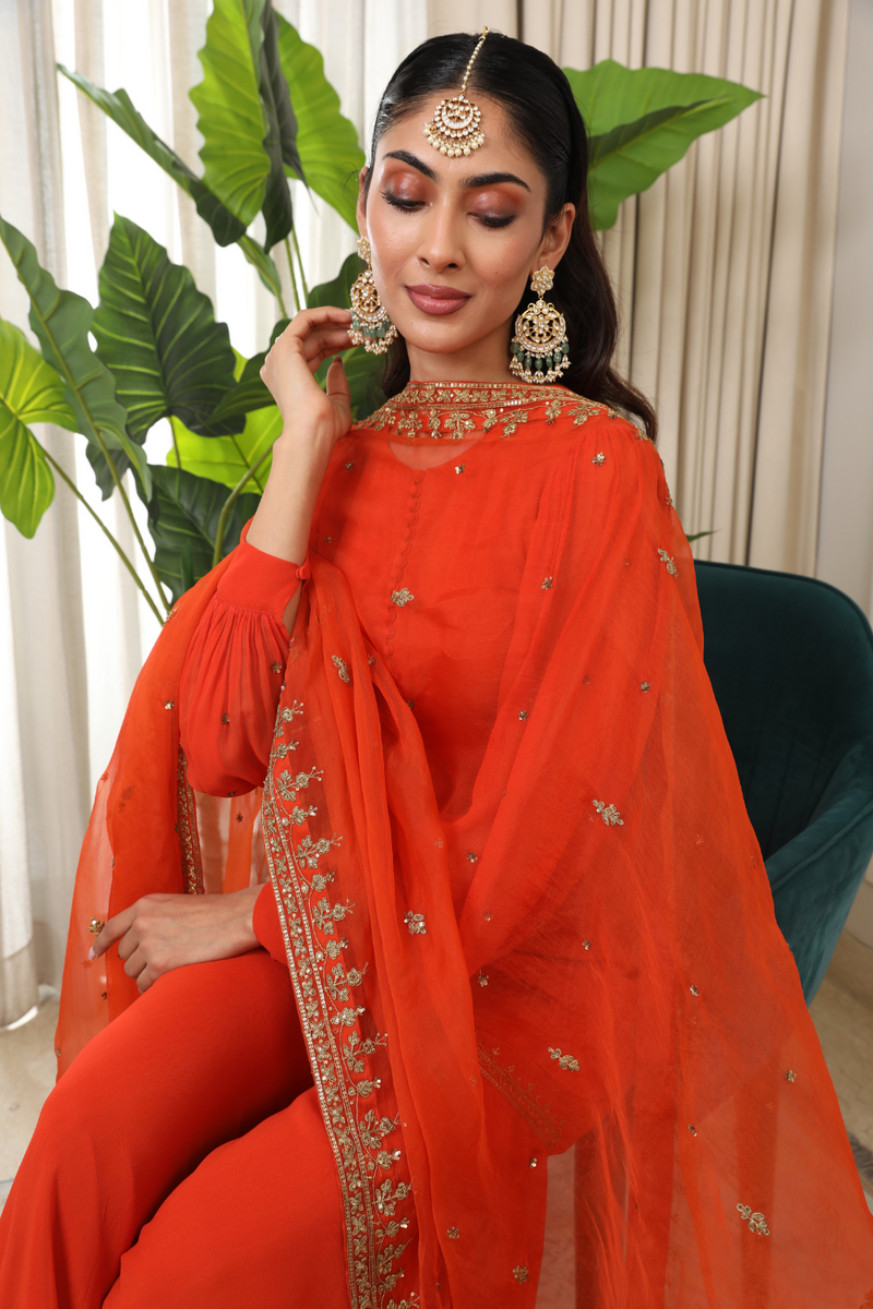 Rust Dilkash Kurta Set