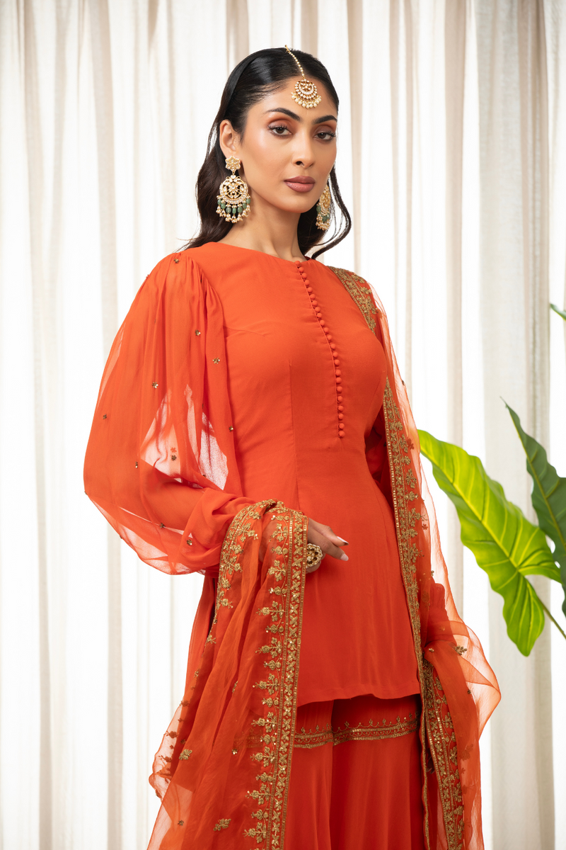 Rust Dilkash Kurta Set