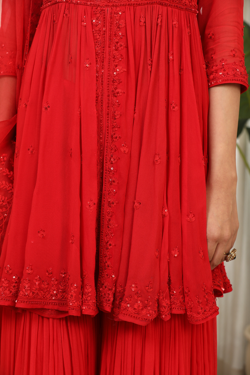 Lal Sharara Peplum Set