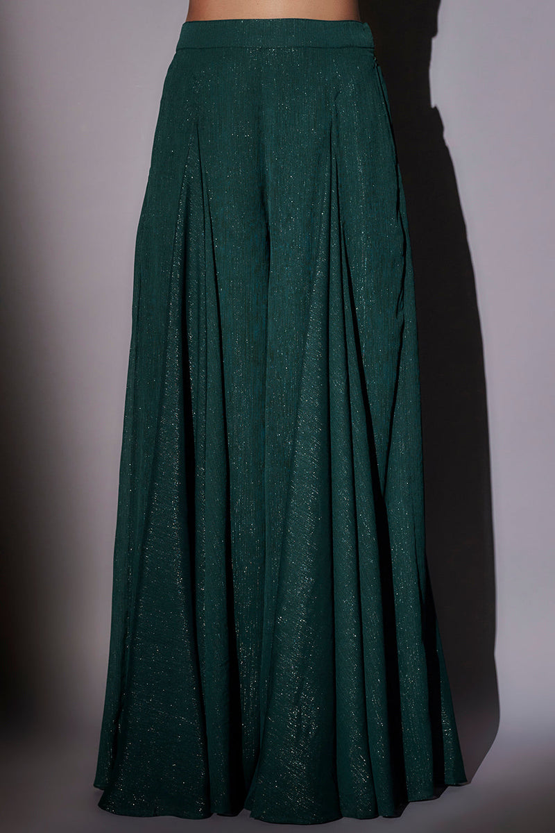 Full Embroidered Jacket With Frill Collar Paired With Flared Sharara