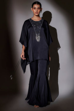 Short Kaftan With Side Drawstrings Paired With Panel Flared Sharara