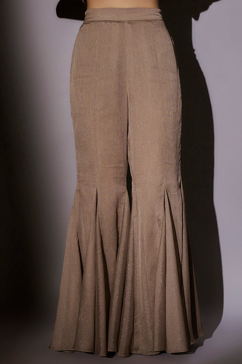Sheer Cape Set With From Embroidery Paired With Panel Flared Sharara
