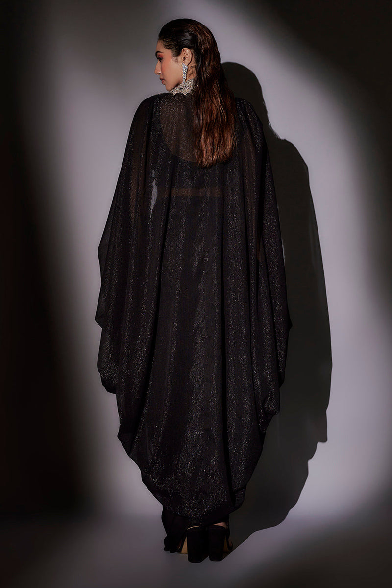 Heavy Hand Mbroidered Top With Ballon Cape Paired With Our Signature Pickup Skirt