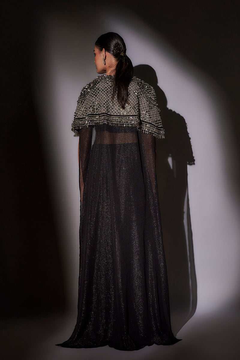 Heavy Bolero Hand Embroidered Long Jacket Paired With Bustier And Hipster Flared Pants