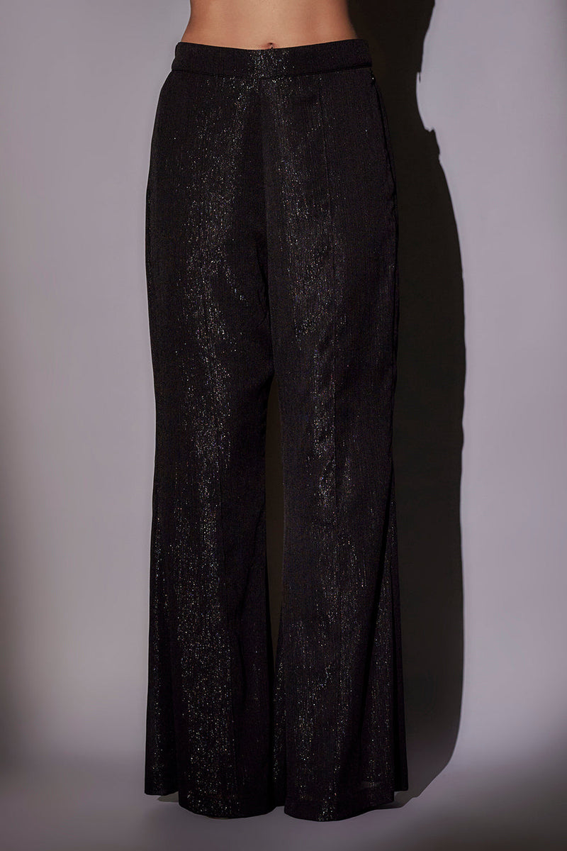 Heavy Bolero Hand Embroidered Long Jacket Paired With Bustier And Hipster Flared Pants