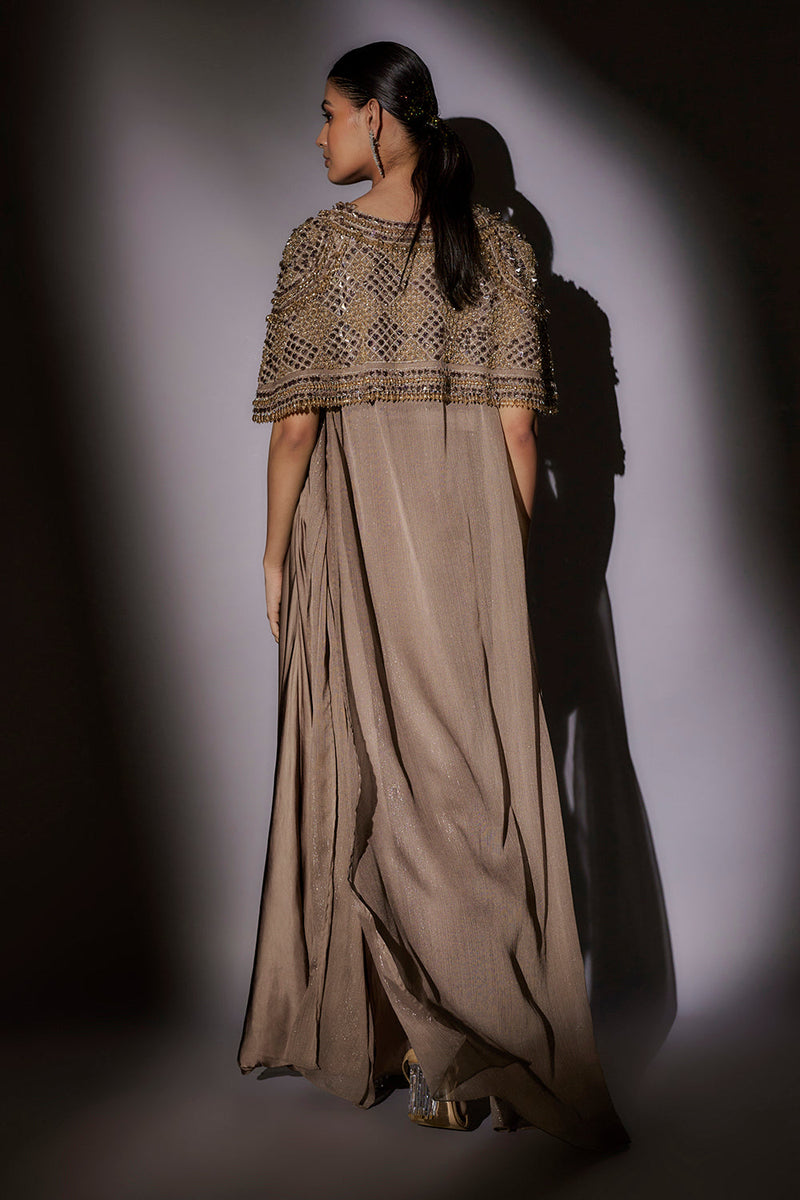 Heavy Bolero Hand Embroidered Long Jacket Paired With Bustier And Hipster Flared Pants