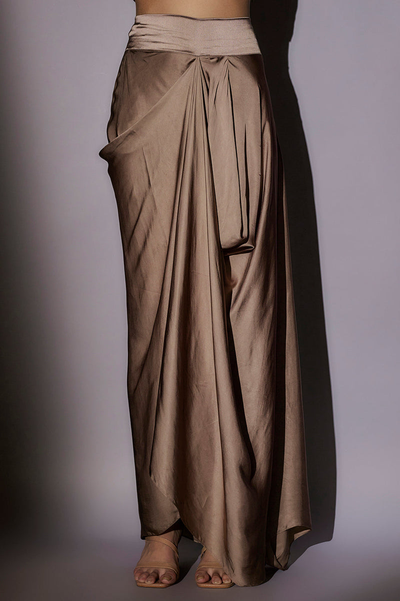 Heavy Bolero Hand Embroidered Long Jacket Paired With Bustier And Hipster Flared Pants