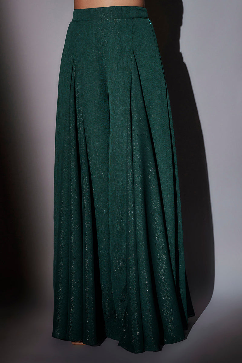 Full Embroidered Crop Jacket With Frill Collar Paired With Flared Sharara