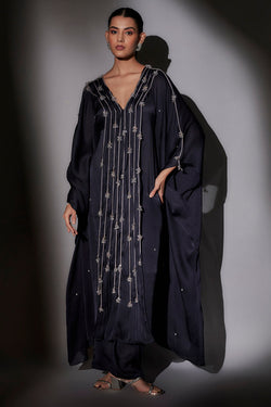 Long Kaftan With Dori And Crystal Detailing Paired With Pants