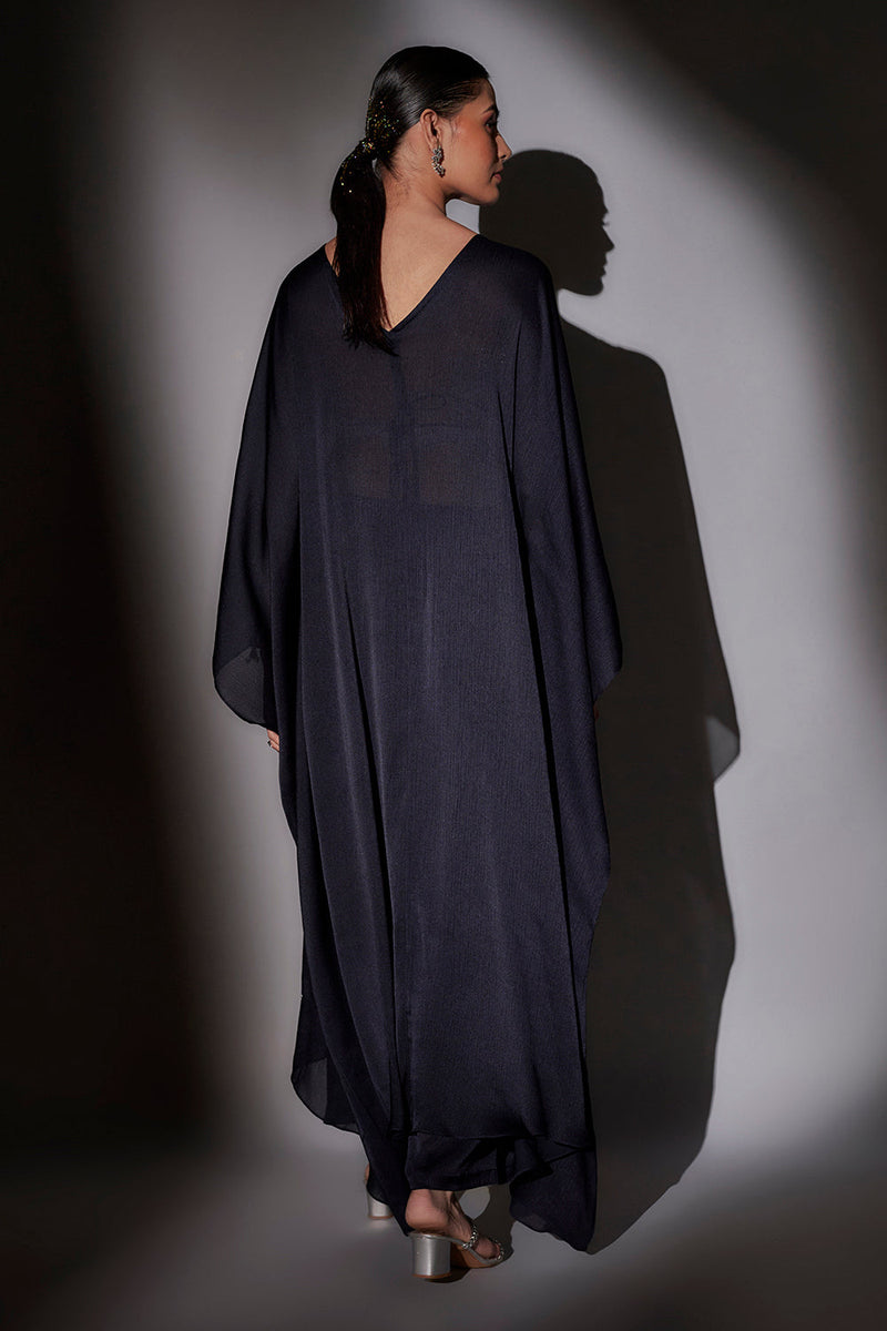 Long Kaftan With Dori And Crystal Detailing Paired With Pants