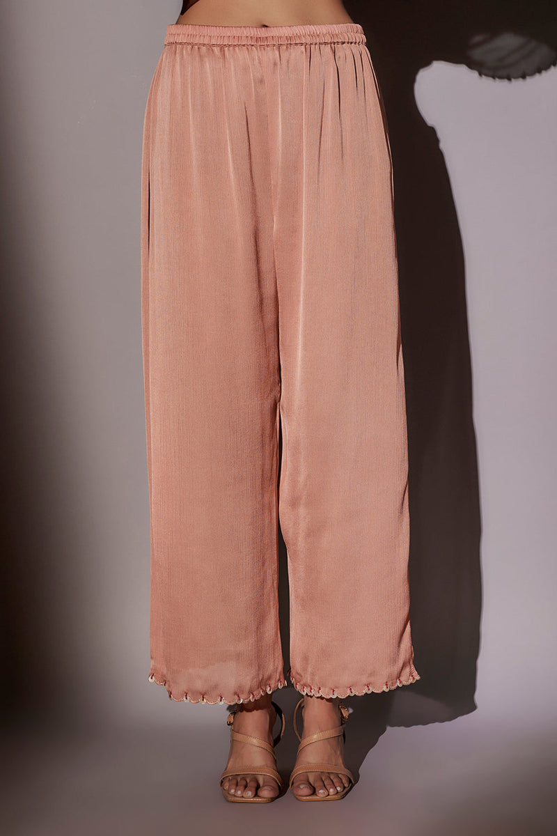 String Kaftan With Heay Neck Embroidery Paired With Pants