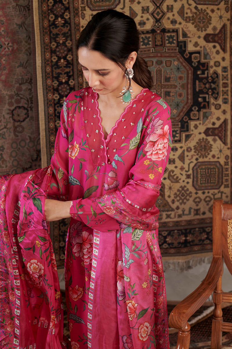 Hot Pink Kurta Set Of 3