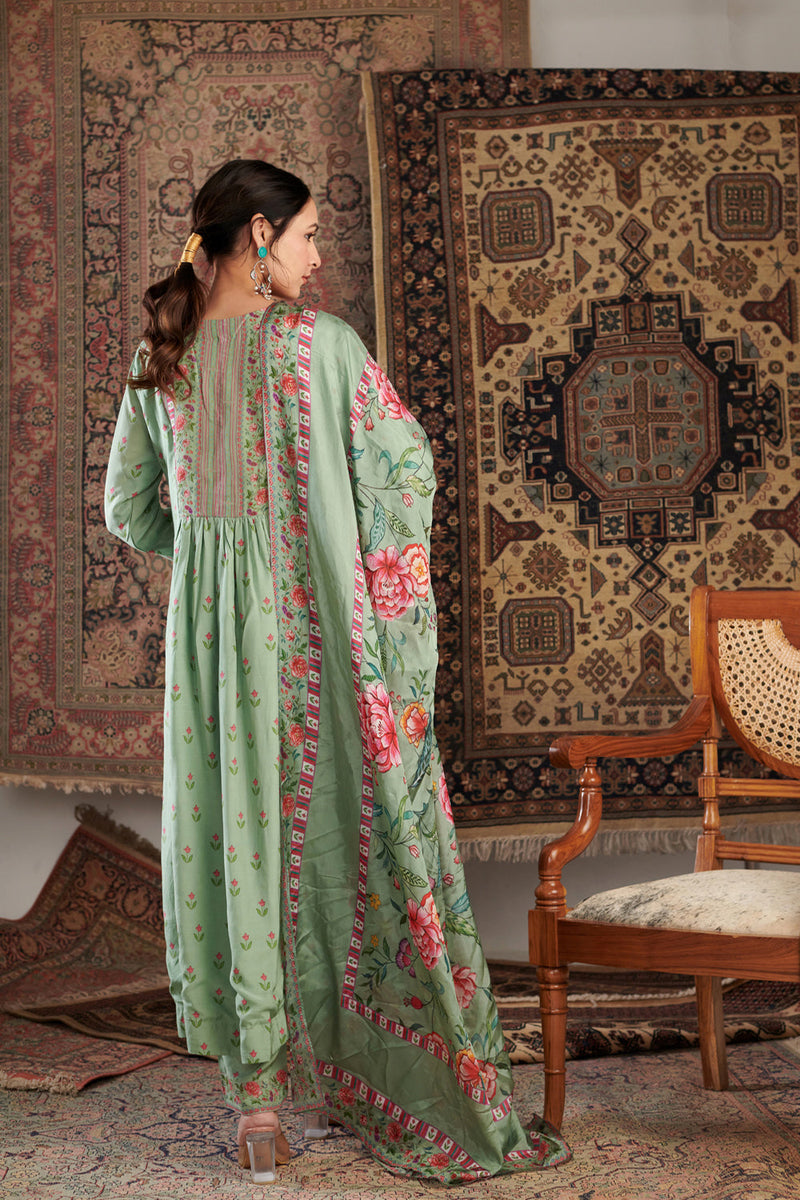 Gul Embroidered Mint Green Kurta Set Of 3