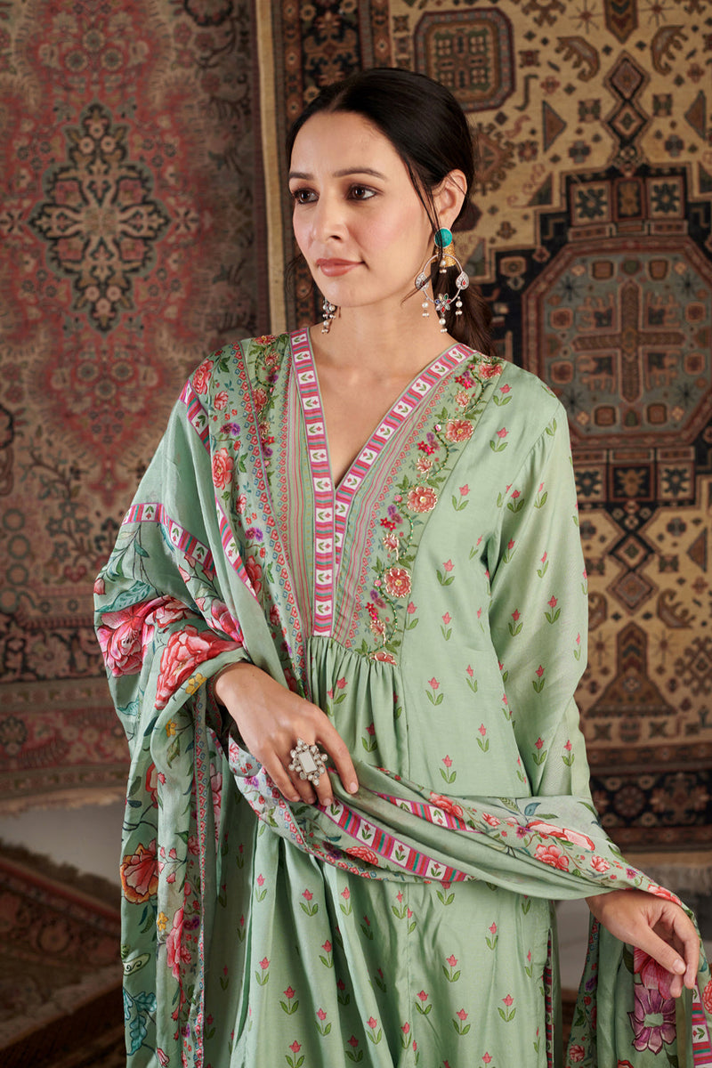 Gul Embroidered Mint Green Kurta Set Of 3