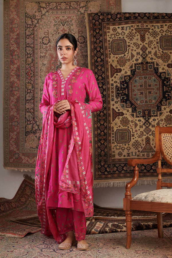 Gul Embroidered Hot Pink Kurta Set Of 3
