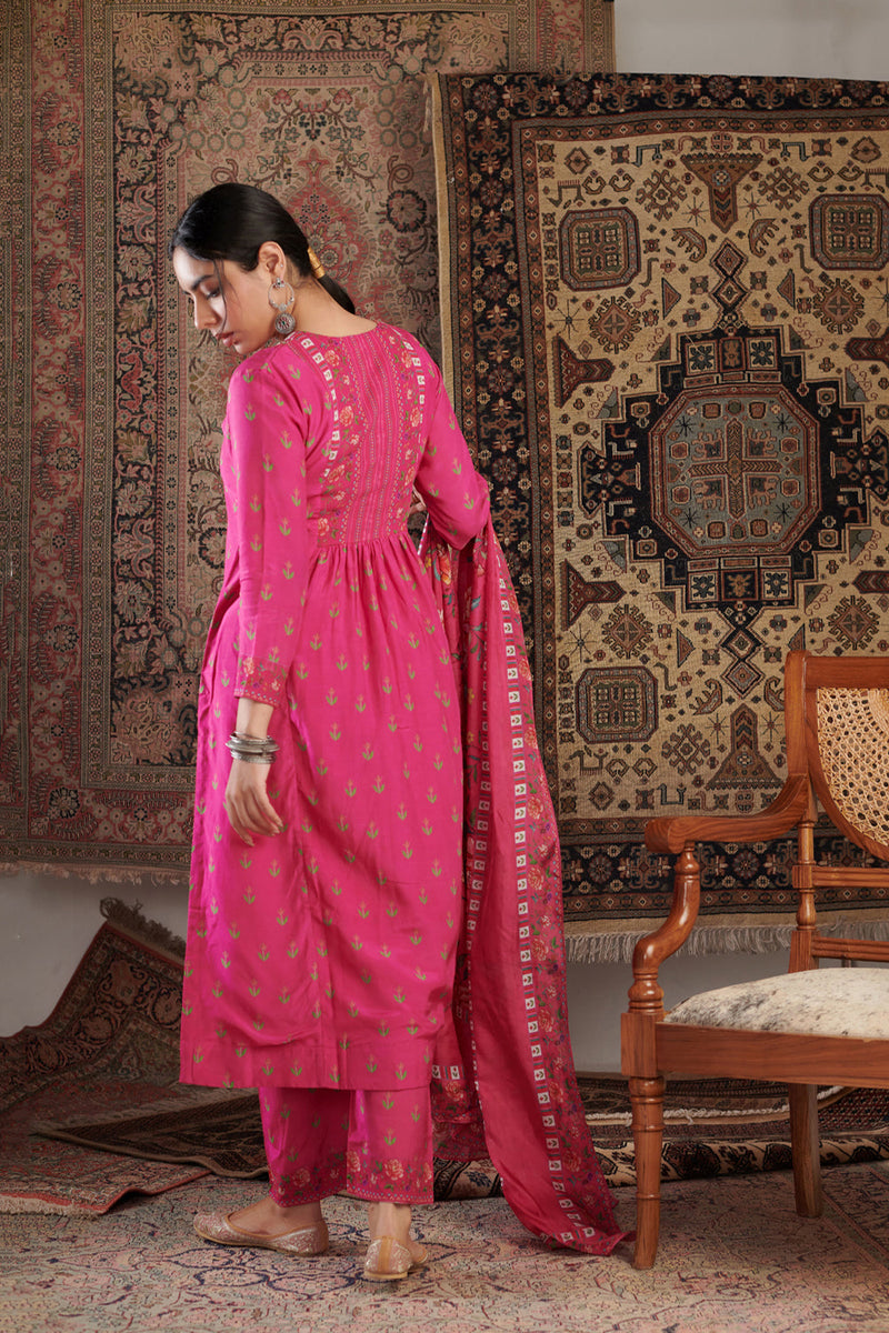 Gul Embroidered Hot Pink Kurta Set Of 3