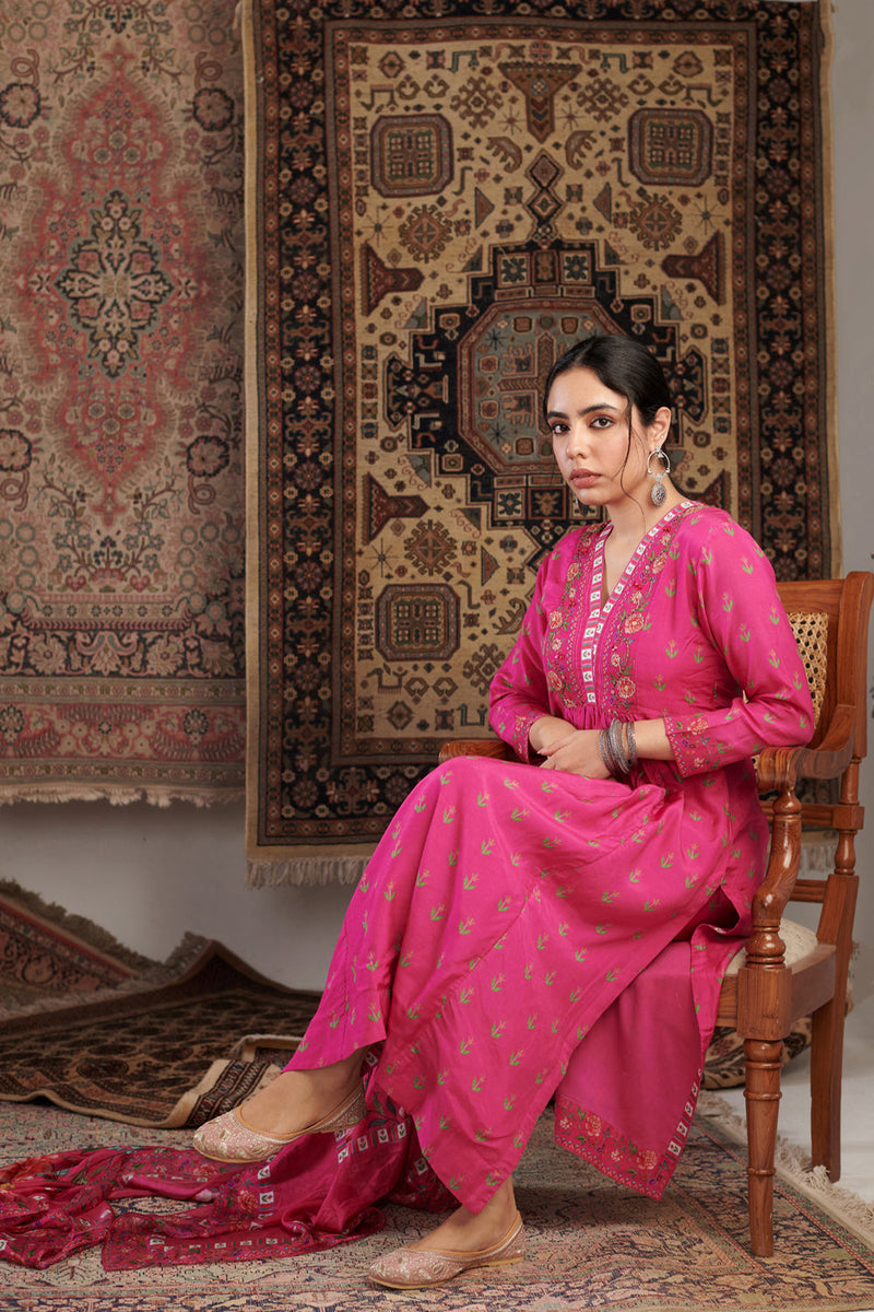 Gul Embroidered Hot Pink Kurta Set Of 3