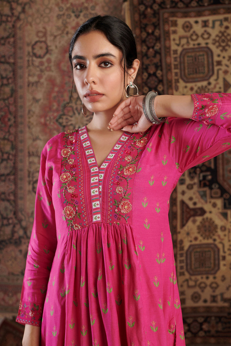 Gul Embroidered Hot Pink Kurta Set Of 3