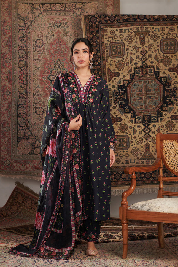 Gul Embroidered Black Kurta Set Of 3