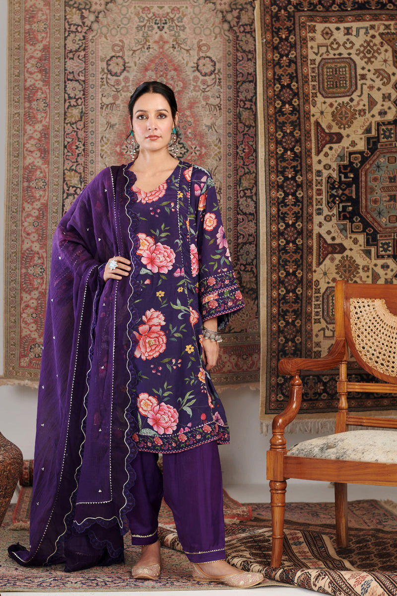 Chintz Old Purple Kurta Set Of 3