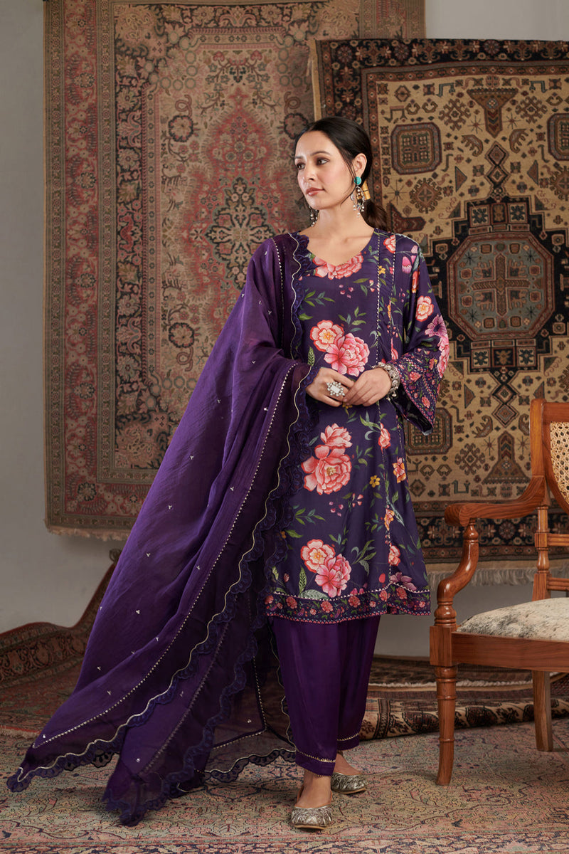 Chintz Old Purple Kurta Set Of 3