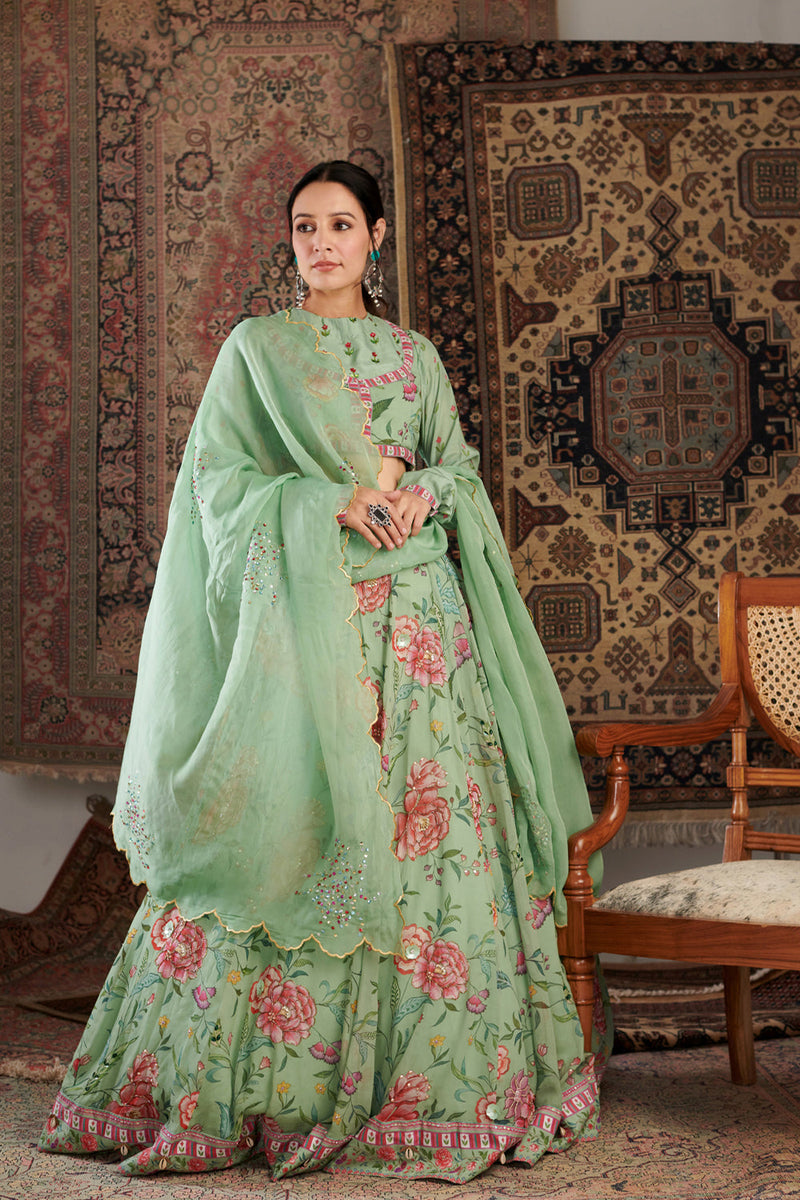 Zara Mint Green Lehenga Set