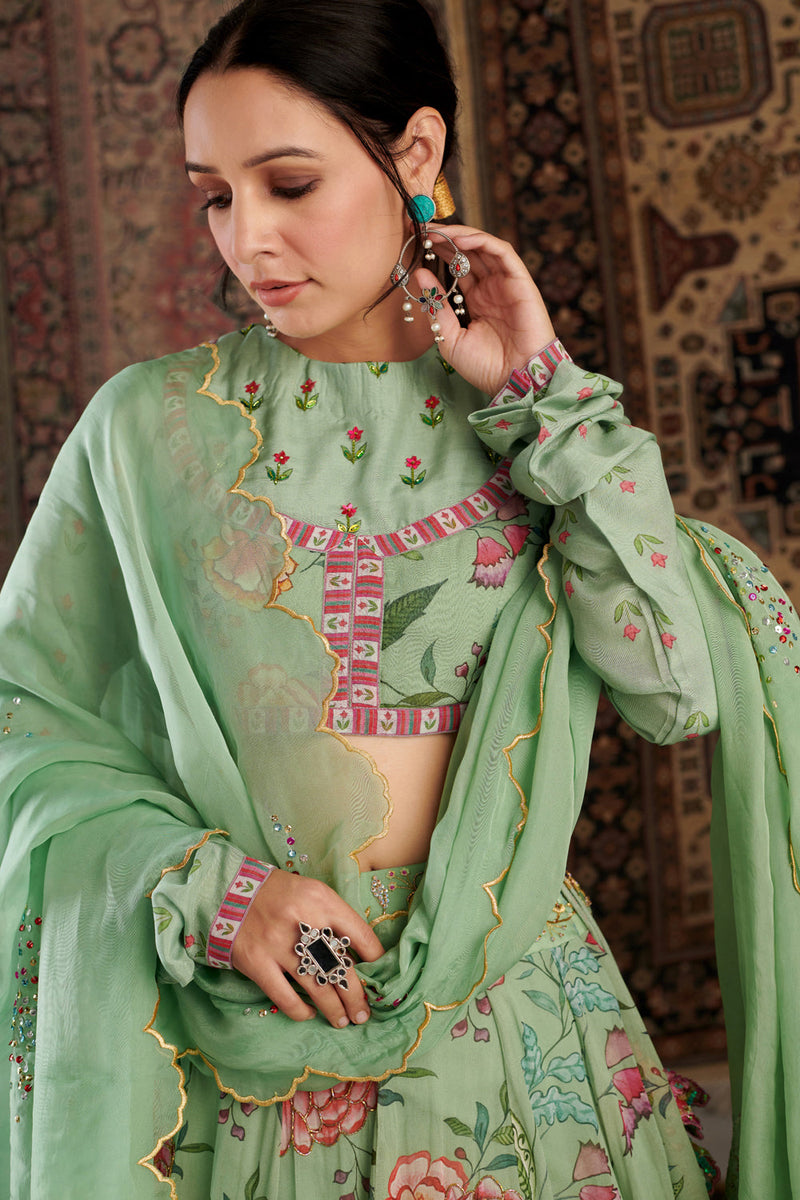 Zara Mint Green Lehenga Set