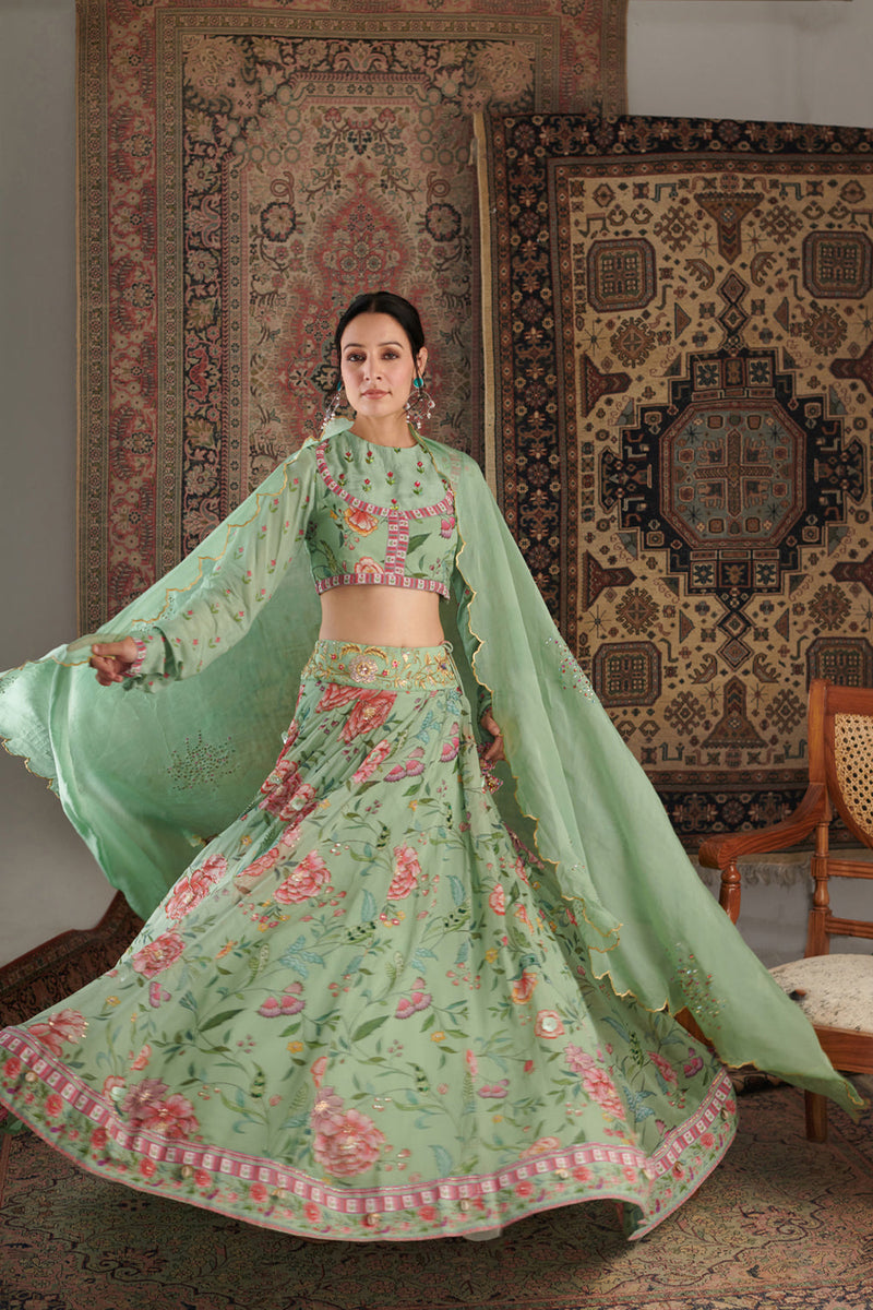 Zara Mint Green Lehenga Set