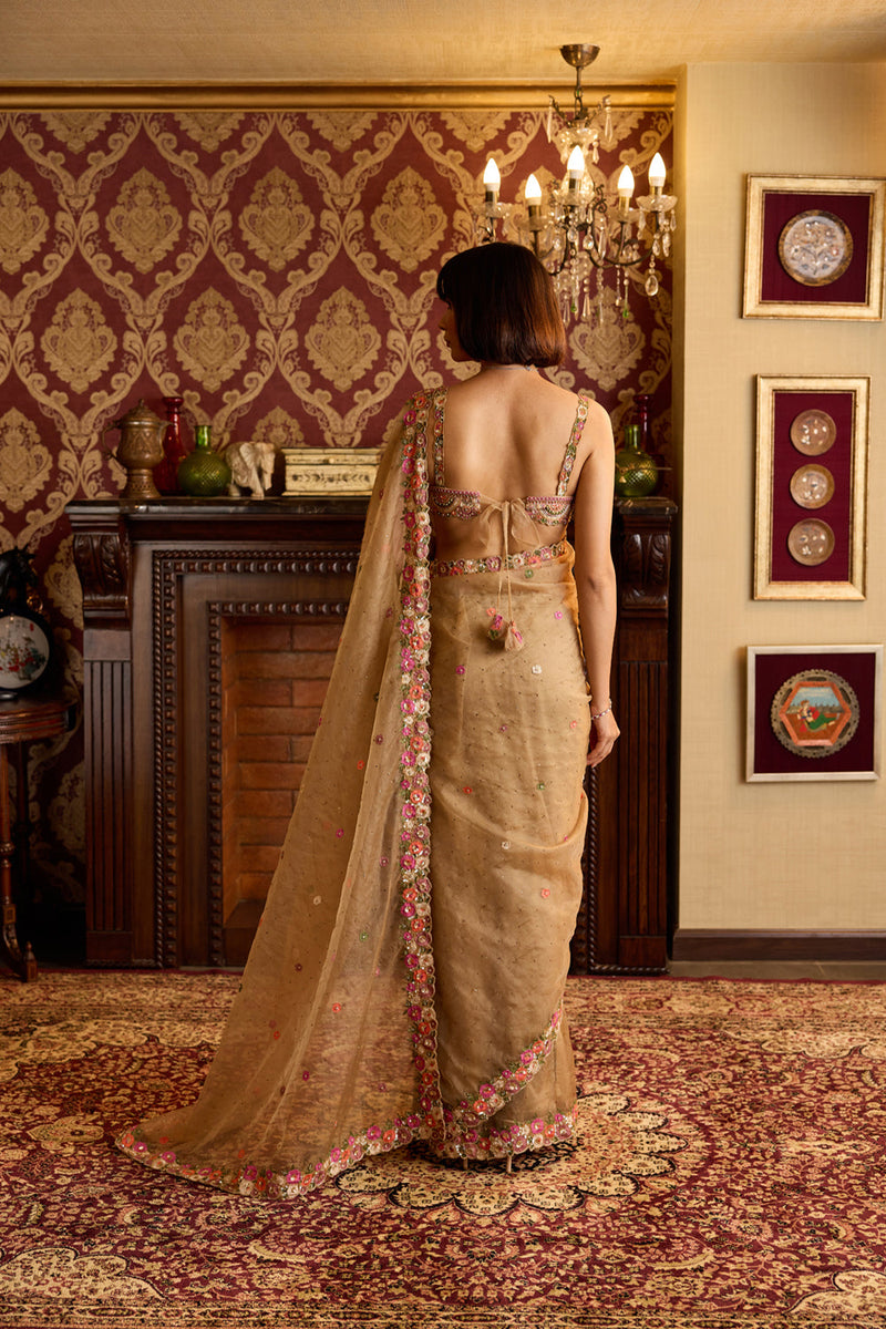 Vibrant Floral Organza Elegance Sari