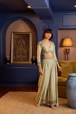 Sage Green Silk Lattice Ensemble