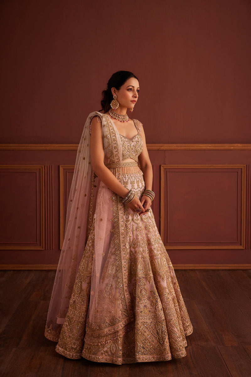 Pink Cutdana & Dabka Embellished Lehenga