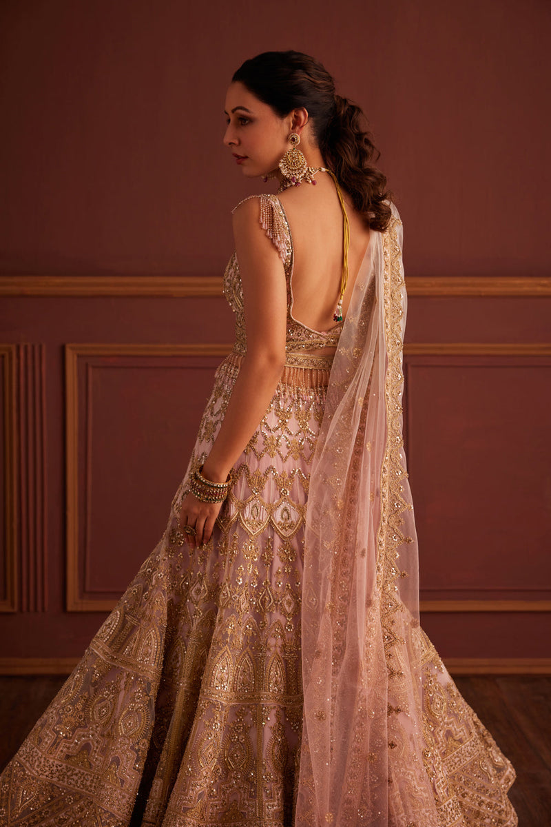 Pink Cutdana & Dabka Embellished Lehenga