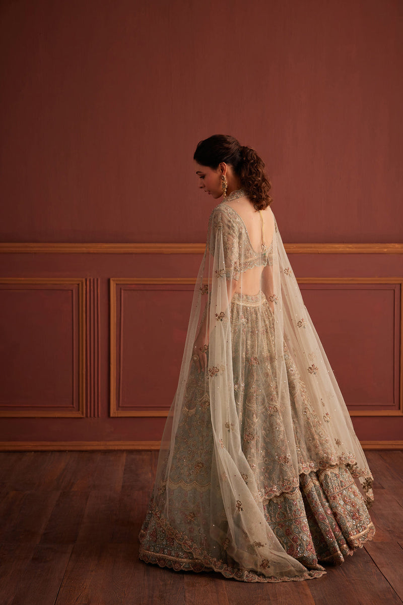 Sage Green Resham Embellished Lehenga