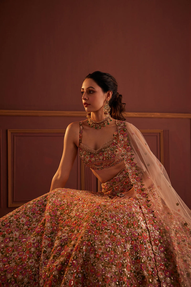Multi-Colored Floral Lehenga